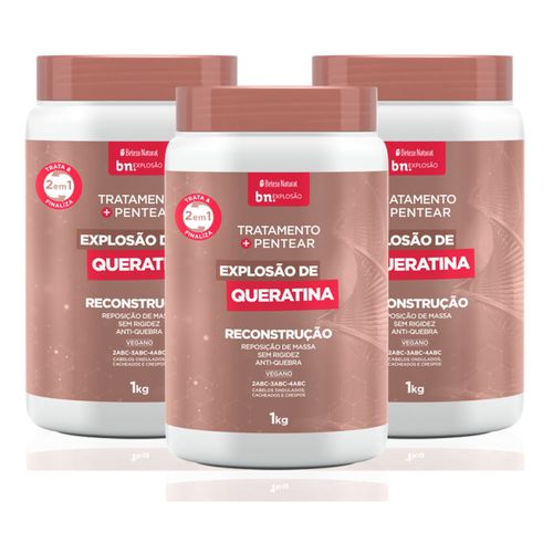 Kit Creme de Pentear e Tratamento Explosão de Queratina 2 em 1 1Kg (3 itens) | bn.Cachos Kit Creme de Pentear e Tratamento Explosão de Queratina 2 em 1 1Kg (3 itens) | bn.Cachos